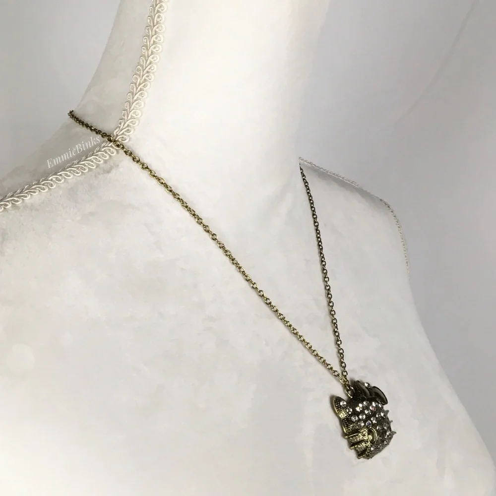 ✨3/$38 NWT Hello Kitty Bronze & Rhinestone Pendant Necklace ~ Bronze Cat Charm - Picture 5 of 11